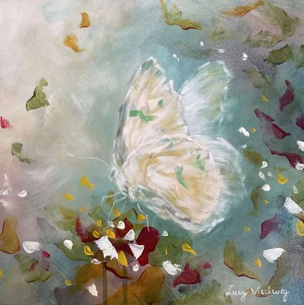 painting of white butterfly.
