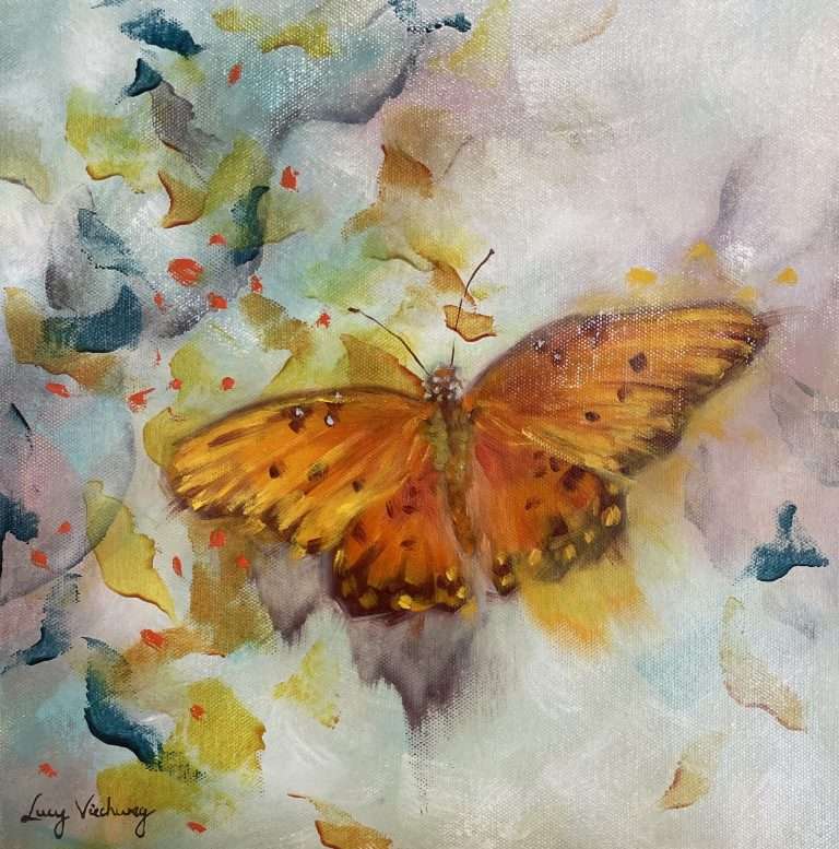 painting of orange butterfly
