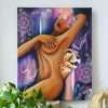Acrylic Painting of Nude Woman Figure and Leopard Female Empowerment