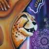 Acrylic Painting of Nude Woman Figure and Leopard Female Empowerment
