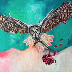 Owl in Flight Painting