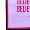 close up of the framed print of aliesha bannisters 'believe women' digital print