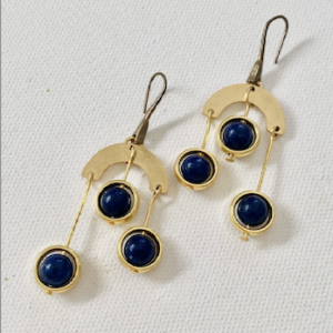 Blue Glass Arch Drop Earrings