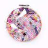 I Meet You Where You Are, medium mixed media textile embroidery hoop artwork by Samira Stephens with an open composition and reflective elements.