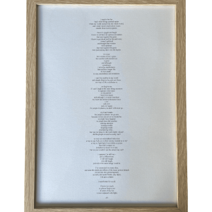 framed 'i know too much' poem by aliesha bannister, writer and soul medicine healer from Naarm/Melbourne